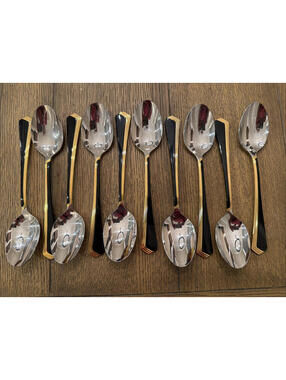 Yamazaki Patrick Ramona Black Gold Accent Soup Spoons – Set of 10 – Stainless
